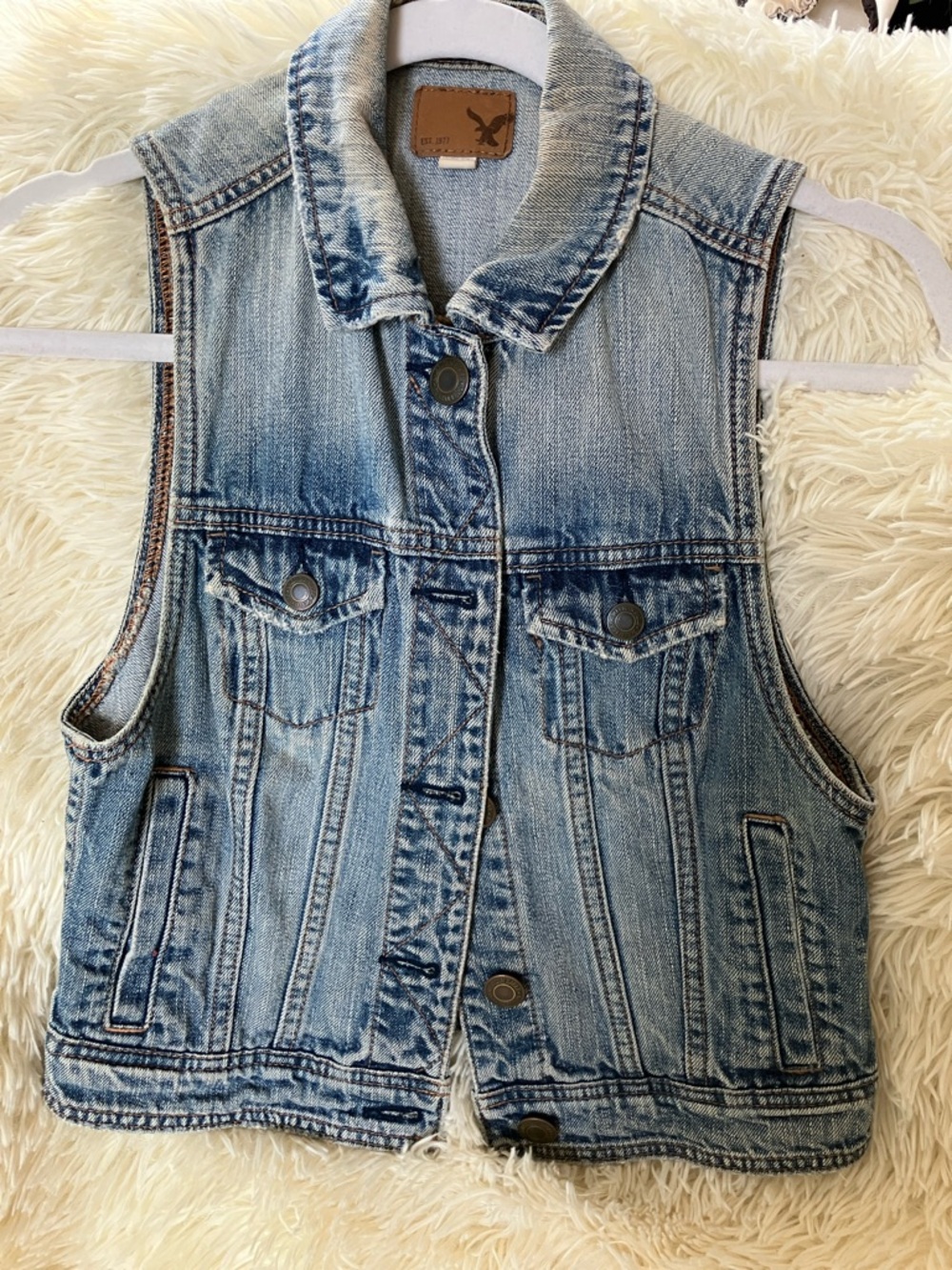 American Eagle Outfitters Light Wash Denim Vest